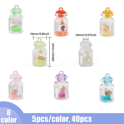 40Pcs 8 Colors Transparent & Luminous Plastic Pendants KY-CA0001-50-1