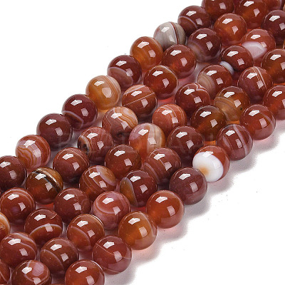 Natural Striped Agate/Banded Agate Beads Strands G-G582-8mm-59-1