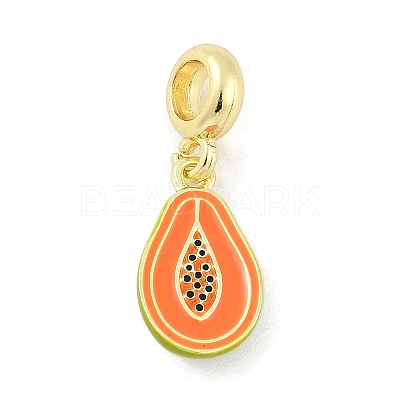 Brass Enamel Fruit European Dangle Charms X-KK-Z090-08G-09-1