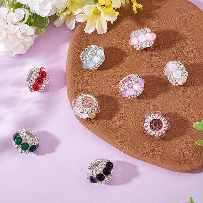 9Pcs 9 Colors Sparkling Acrylic Rhinestone Round Beads OACR-TA0003-92B-1