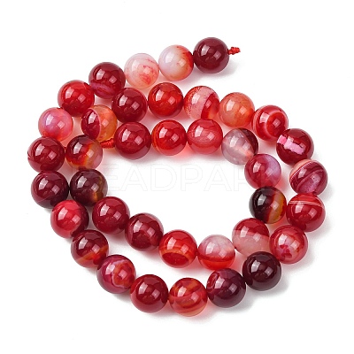 Natural Striped Agate/Banded Agate Bead Strands G-K155-B-10mm-01-1