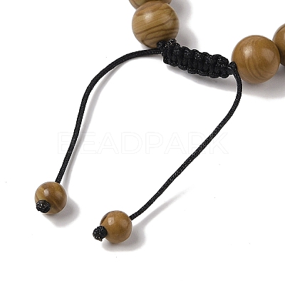 10mm Round Natural Wood Lace Stone Braided Bead Bracelets BJEW-C067-01C-17-1