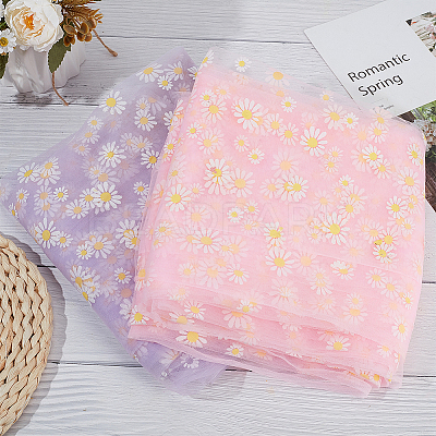 4 Yard Daisy Pattern Nylon Mesh Fabric AJEW-WH0314-459B-1