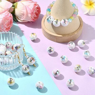 30Pcs 5 Styles UV Plating Iridescent Acrylic Beads OACR-SZ0001-91-1