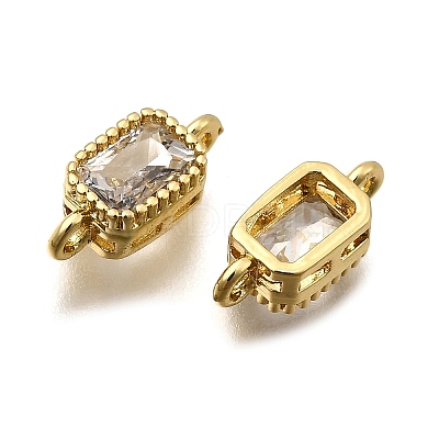 Real 18K Gold Plated Brass Micro Pave Cubic Zirconia Links Connectors ZIRC-L100-009G-07-1