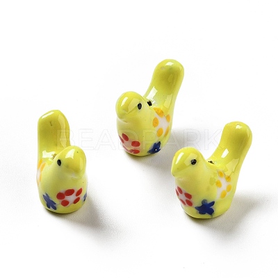Handmade Printed Porcelain Beads PORC-F005-04E-1