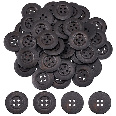 40Pcs Wood Buttons BUTT-OC0001-53B-1