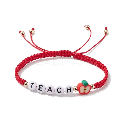 Teacher's Day Acrylic Beads Braided Bead Bracelets Men Women BJEW-TA00605-1