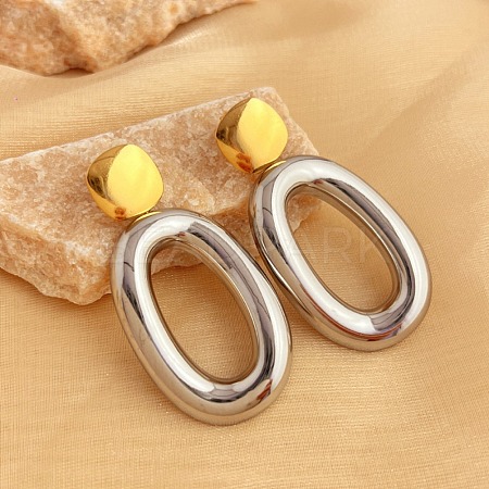 304 Stainless Steel Dangle Stud Earrings EJEW-K296-02GP-08-1
