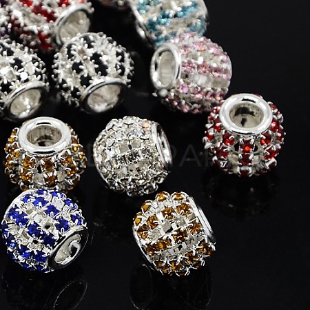 Brass Rhinestone European Beads RB-I066-M-S-1