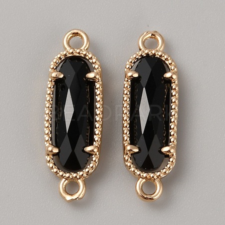 Golden Plated Brass Pave Glass Connector Charms FIND-WH0110-728G-02-1