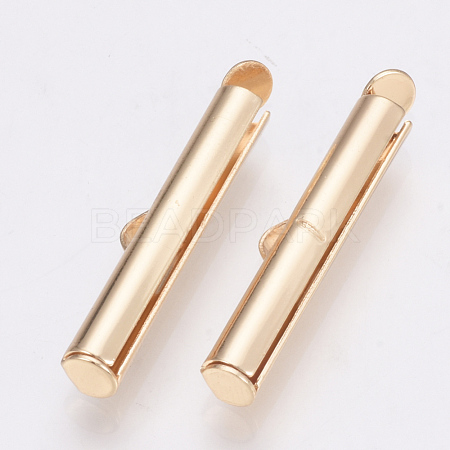 Brass Slide On End Clasp Tubes KK-Q747-11G-KC-1