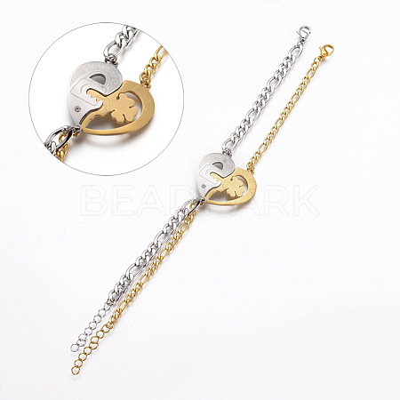 Couples 304 Stainless Steel Link Bracelets Sets BJEW-I283-06-1