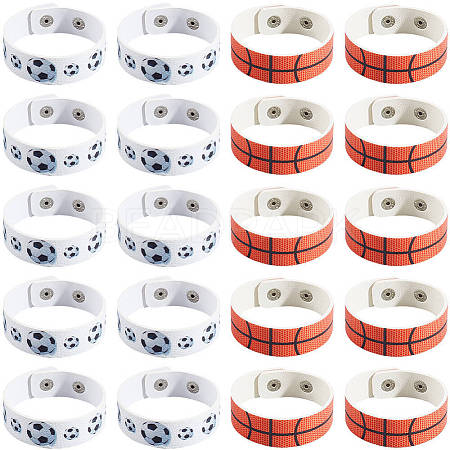 20Pcs 2 Styles Leather Wide Cord Bracelet with Snap Button for Men Women GUQI-CL0001-02A-1