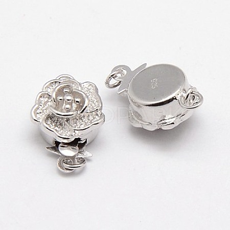 Anti-Tarnish Rhodium Plated 925 Sterling Silver Box Clasps STER-A030-64-1