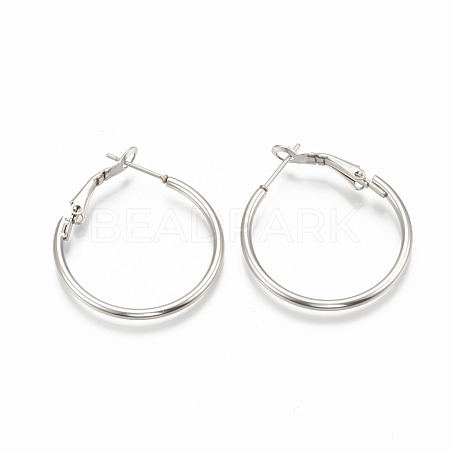 304 Stainless Steel Hoop Earrings X-STAS-S078-07-30mm-1