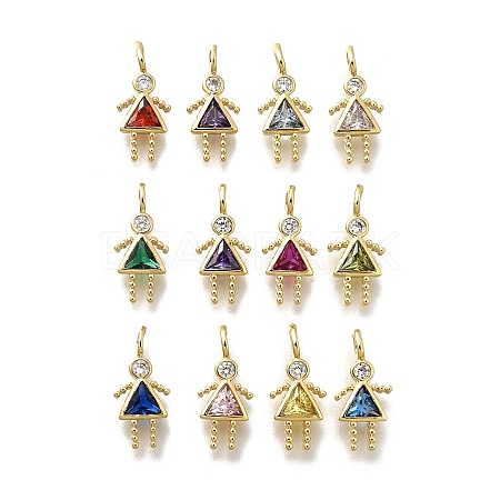 Brass Micro Pave Cubic Zirconia Pendants KK-D339-01G-01-1