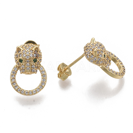 Brass Micro Pave Cubic Zirconia Stud Earrings EJEW-S208-100-NF-1