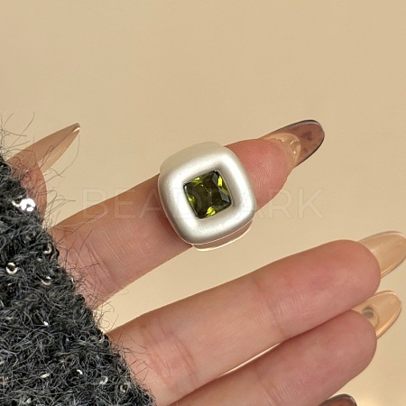 Brass Pave Cubic Zirconia Cuff Open Rings WG61A4F-02-1