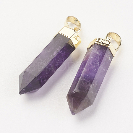 Natural Amethyst Pointed Pendants G-G737-32F-G-1