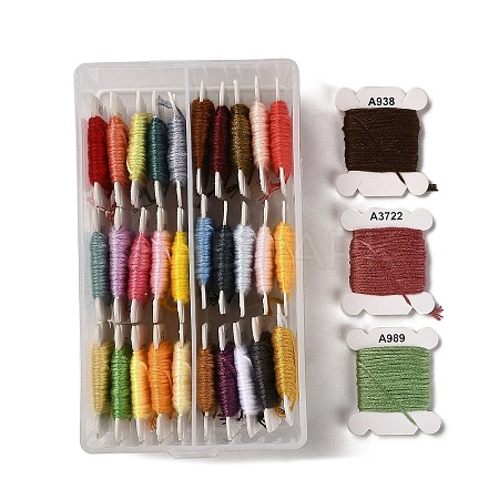 24 Cards 24 Colors 6-Ply Polyester Embroidery Floss OCOR-K006-C05-1