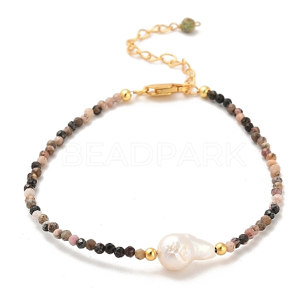 Natural Rhodonite and Natural Turquoise Bead Bracelets BJEW-E098-07G-01-1