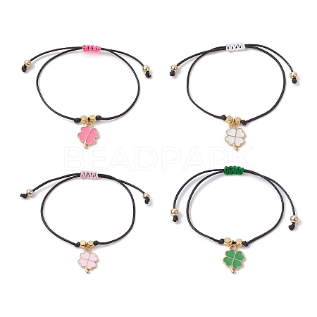 Alloy Enamel Clover Charm Bracelet BJEW-JB09962-1