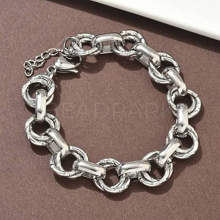304 Stainless Steel Rolo Chain Bracelets for Women BJEW-S176-01P-C-1