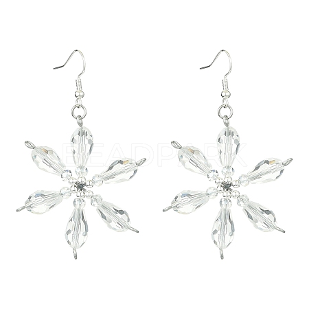 Christmas Snowflake Glass Dangle Earrings EJEW-TA00507-1