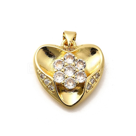 Rack Plating Brass Micro Pave Cubic Zirconia Pendants KK-L226-001G-02-1