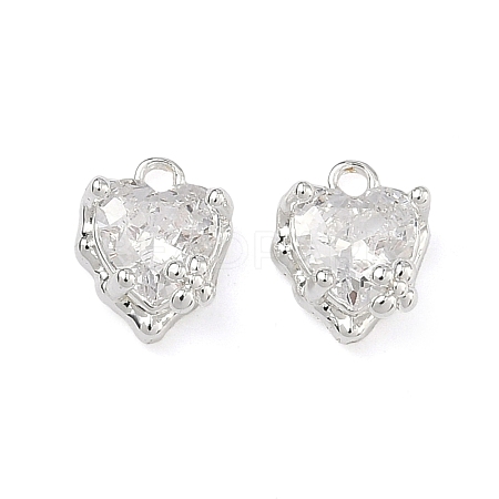 Valentine's Day Brass Micro Pave Clear Cubic Zirconia Charms KK-B172-13S-1