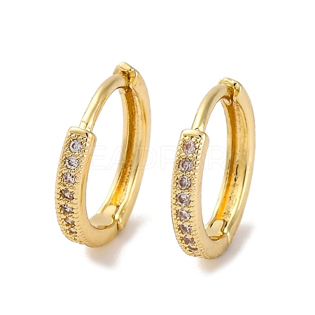 Ion Plating(IP) Brass Micro Pave Clear Cubic Zirconia Hoop Earrings for Women EJEW-U031-02G-1