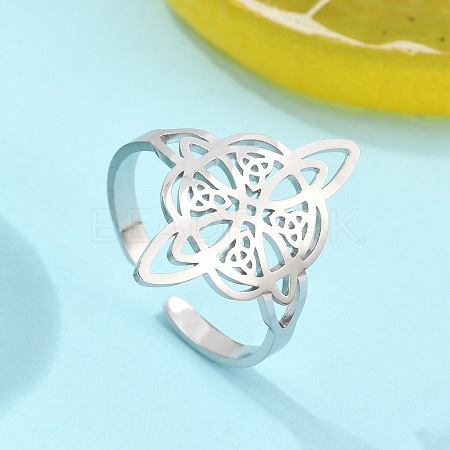 Non-Tarnish 304 Stainless Steel Witch Knot Open Cuff Rings for Women AJEW-U005-01P-1