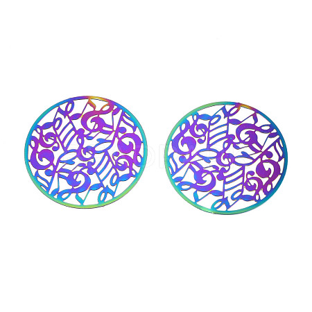 Ion Plating(IP) 201 Stainless Steel Filigree Cabochons STAS-S118-084-1