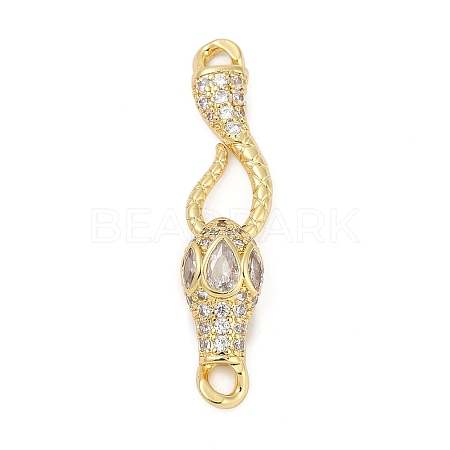 Brass Micro Pave Clear Cubic Zirconia S-Hook Clasps KK-G526-13G-1