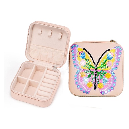 Imitation Leather Butterfly Diamond Jewelry Box Sets PW-WG26062-02-1