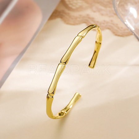 Brass Open Cuff Bangles for Women BJEW-C070-05G-1