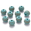 Painted Natural Wood Beads WOOD-N006-02A-05-1
