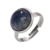 Half Round Natural Sodalite Finger Rings RJEW-M062-01P-09-2