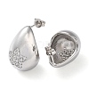 Teardrop with Star Brass Micro Pave Clear Cubic Zirconia Stud Earrings EJEW-A034-03P-2