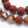 Frosted Round Natural Red Picture Jasper Beads Strands G-N0166-70-10mm-2