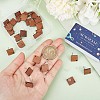 SUNNYCLUE 15 Pairs Walnut Wood Rhombus Stud Earring Findings EJEW-SC0001-30-3