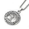 Alloy Tree of Life Pandant Necklace with Titanium Steel Box Chains NJEW-K245-007-1