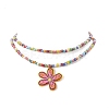 Transparent Printed Acrylic Flower Pendant Necklaces NJEW-JN04152-4