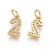 Brass Micro Pave Clear Cubic Zirconia Charms ZIRC-L092-02-G-2