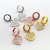Brass Micro Pave Cubic Zirconia Large Hole European Dangle Heart Charms ZIRC-N009-01M-1