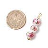 3Pcs Handmade Flower Printed Porcelain Ceramic Pendants PALLOY-JF03974-2