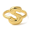 Initials Brass Open Cuff Ring for Women RJEW-N046-02S-G-2