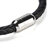 Natural Fuchsite Round Bead Braided Leather Cord Bracelets for Men Women BJEW-A009-11P-01-3