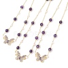 Natural Amethyst & Pearl Beaded Necklaces NJEW-L119-11G-1